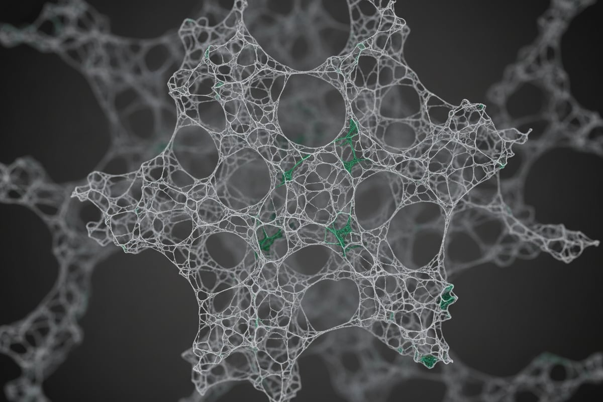 Futurelightナノファイバー構造の顕微鏡イメージ、ポリウレタン繊維の網目構造