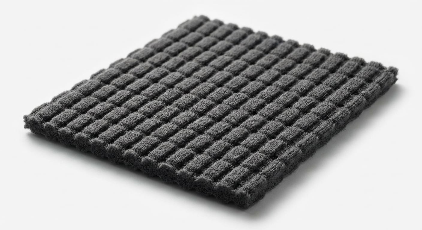 Polartecグリッド構造の詳細クローズアップ、格子状の凹凸が見える