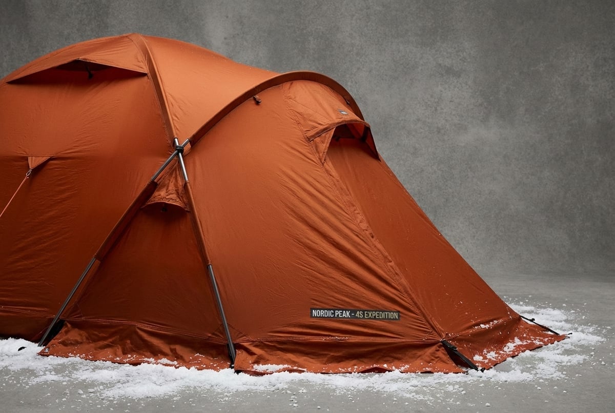 冬山対応4シーズンテントの構造詳細、スノースカートと換気システム